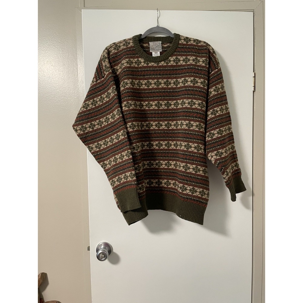 The Hunting Lodge Of England Sweater  Wool Crew Neck Nordic geometric pattern